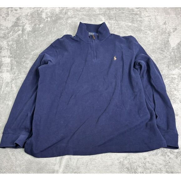 Polo Ralph Lauren Estate Rib 1/4 Zip Pullover Sweater Men's Size Large Blue - Picture 1 of 11